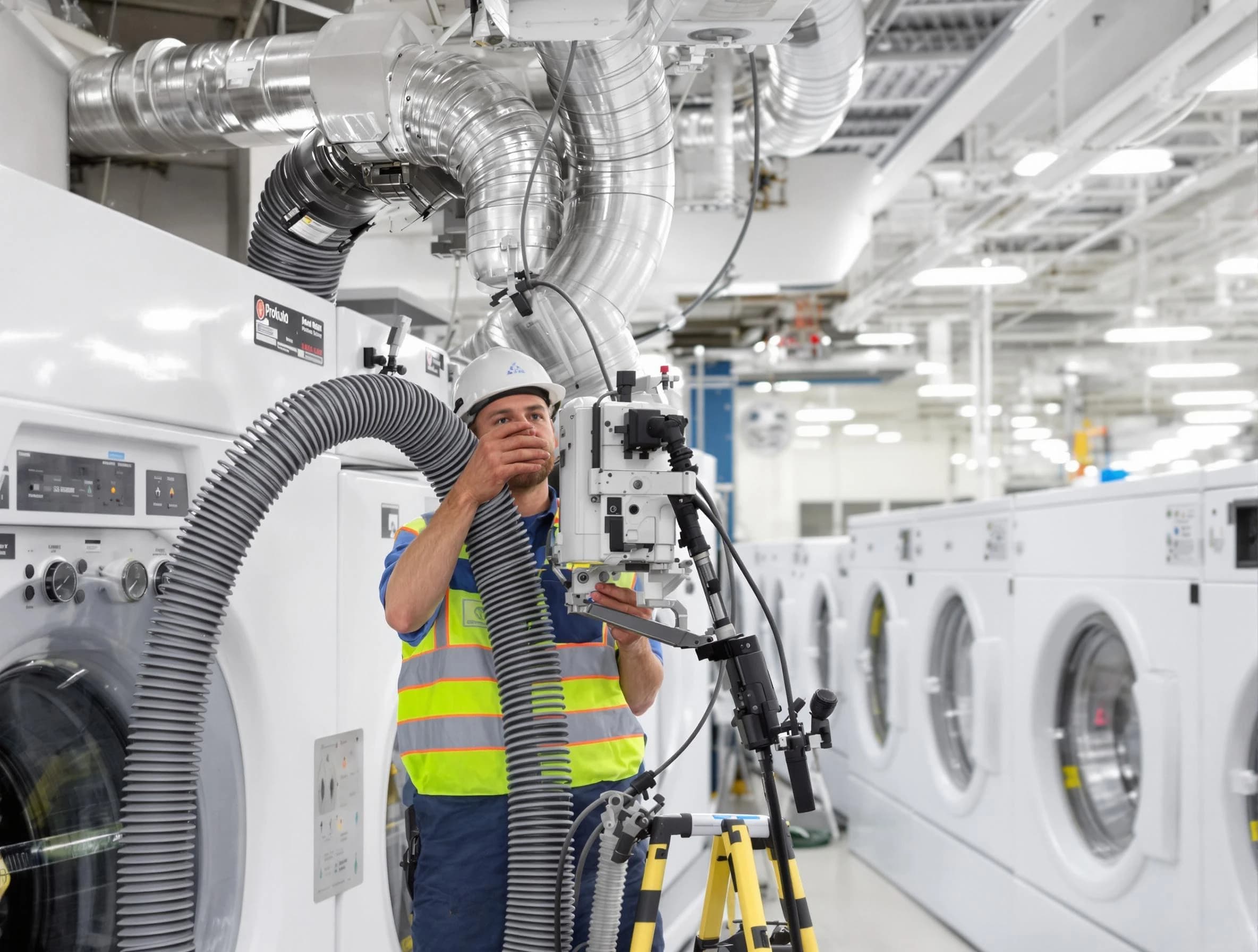 Salt Lake City Dryer Vent Cleaning team performing commercial-grade dryer vent cleaning at a business facility in Salt Lake City