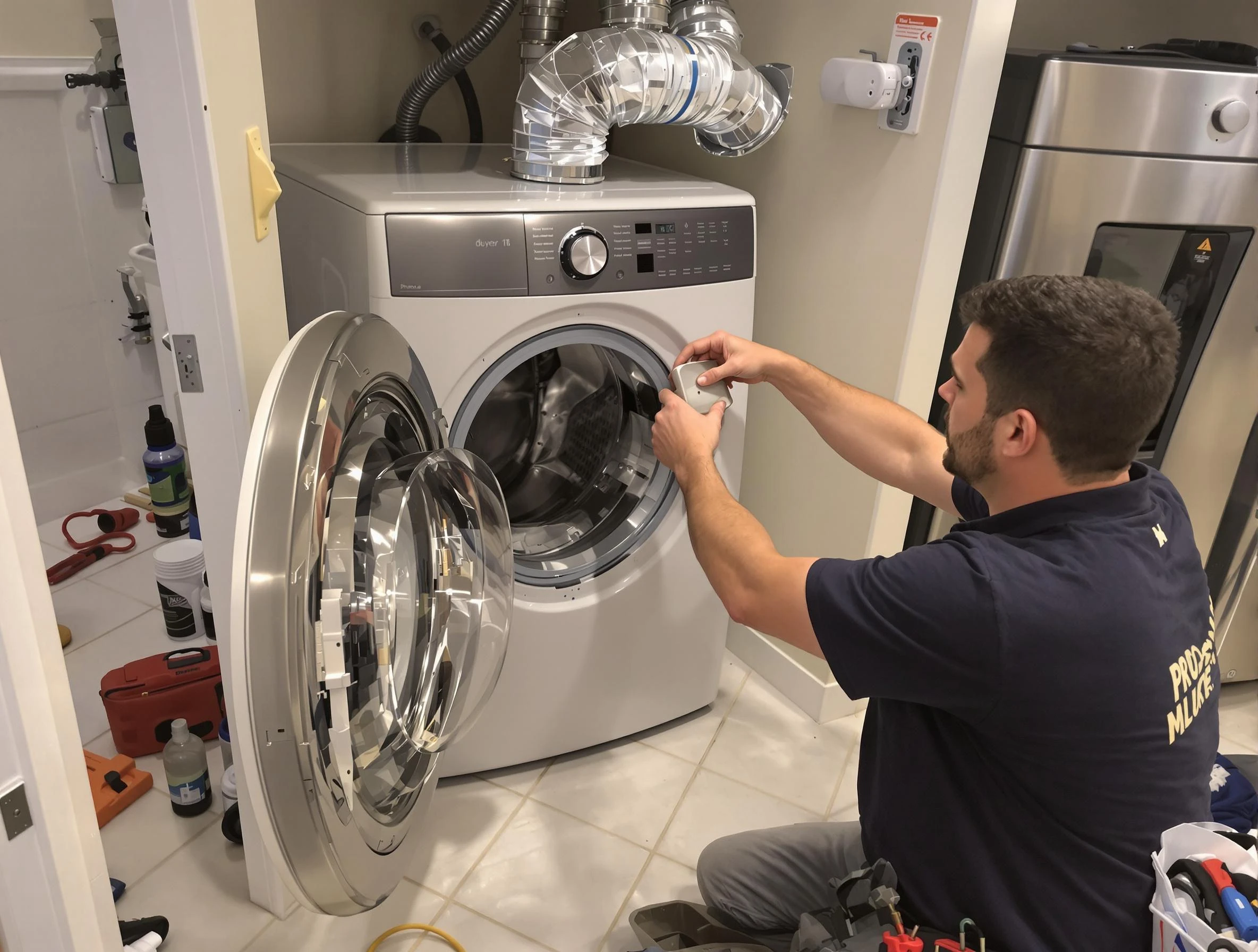 Salt Lake City Dryer Vent Cleaning technician performing precise dryer vent hose installation in Salt Lake City